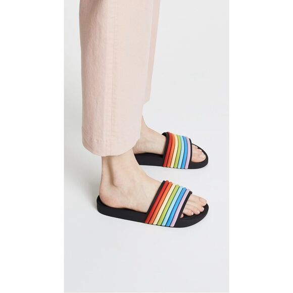 Melissa Rainbow Beach Slide Black Rainbow Size 7 - Picture 2 of 12